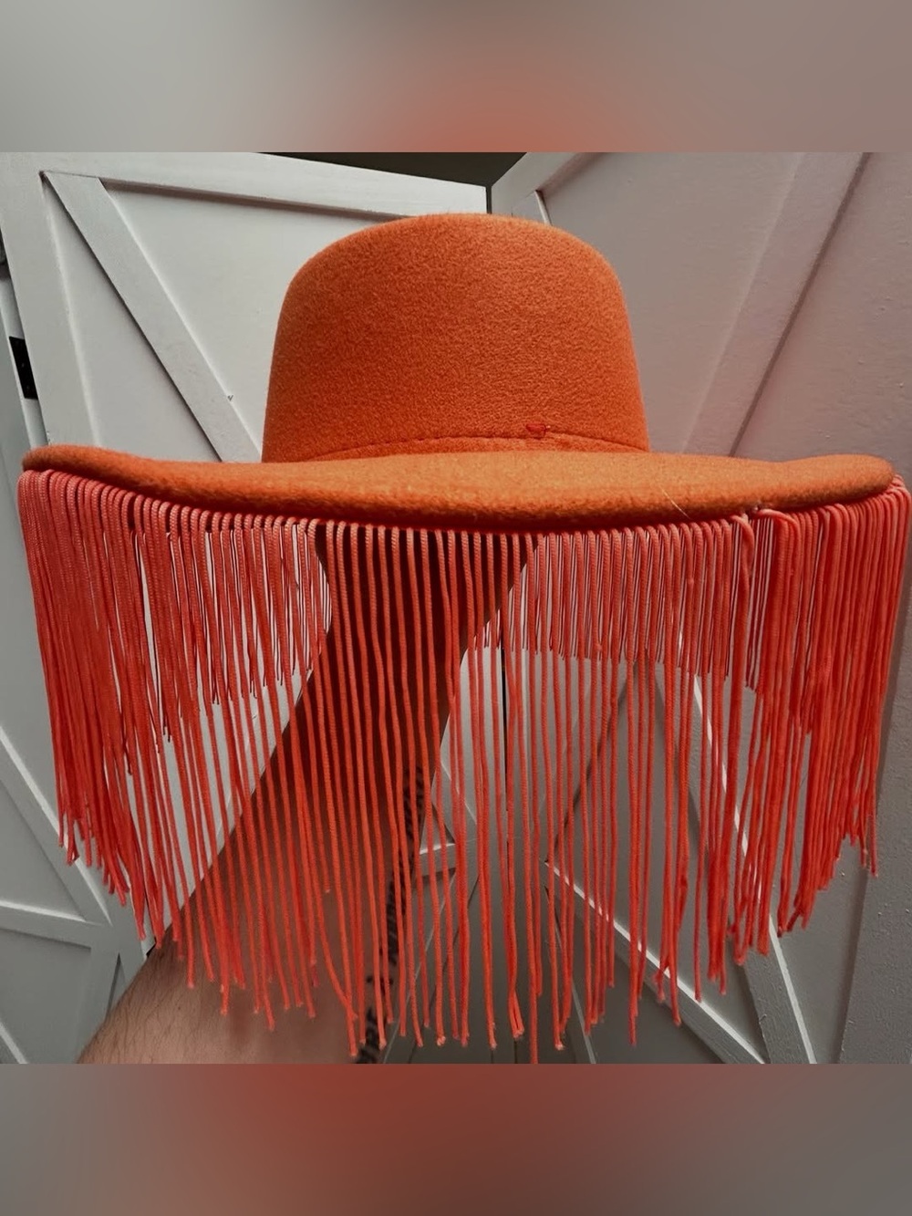 Orange music festival Fringe Wide-Brim Felt Hat
